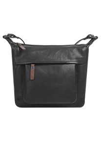 XZONE X-ZONE Damen Umhängetasche, schwarz, Leder, unifarben, Taschen, echt Leder