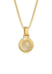 Elli Premium Damen Collierkettchen "Citirin Solitär Anhänger Rund Klassik 925 Silber", 45,mit Steinen, Silber 925 (Sterlingsilber), L: 45cm, gold,