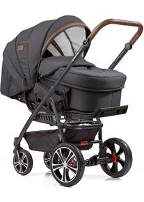 Gesslein Baby Kombi-Kinderwagen "F4 Air+, schwarz/tabak, anthrazit", schwarz, Kinderwagen, mit Tragetasche C2 Compact und Babyschalenadapter