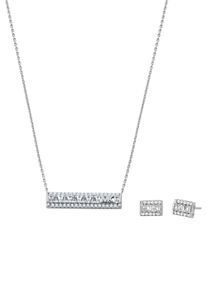 Michael Kors Damen Ohrring und Ketten Set "PREMIUM, TAPERED BAGUETTE BAR, MKC1688SET", bunt, Silber 925 (Sterlingsilber), Schmuck-Sets, mit Zirkonia