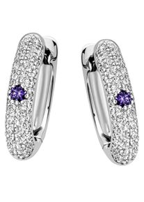 Firetti Damen Paar Creolen "Schmuck Geschenk Silber 925 Ohrschmuck mittig", Silber 925 (Sterlingsilber), lila, Silber 925 (Sterlingsilber), Ohrringe,