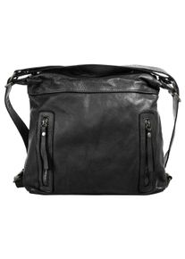 Samantha Look Damen Shopper, schwarz, Leder, vintage, Taschen, echt Leder, Made in Italy