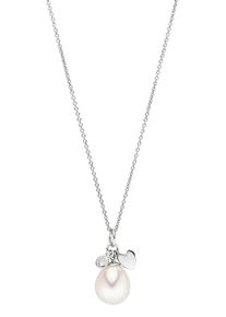 ADRIANA Damen Kette mit Anhänger "San Remo - Herz, Solitär, S28-S, S28-W", Silber 925 (Sterlingsilber)-Perlen, L: 50cm, weiß, Silber 925