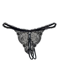 Damen String-Ouvert, Petite Fleur Gold, Gr. 36, schwarz, Obermaterial: 90% Polyamid, 5% Elasthan, 5% Viskose, Unterhosen, in sexy Bändchen-Optik
