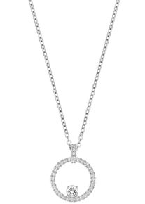 Swarovski Damen Kette mit Anhänger "CREATIVITY CIRCLE, WEISS, RHODINIERT, 5198686", Metall, L: 43cm, silber, Metall, Halsketten, mit Swarovski