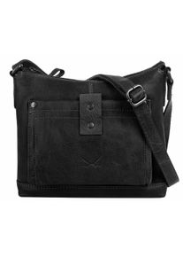 Sansibar Damen Umhängetasche, schwarz, Leder, vintage, Taschen, echt Leder