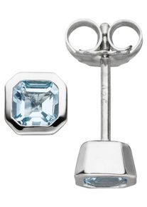 Jobo Damen Paar Ohrstecker, Silber 925 (Sterlingsilber), silber, Silber 925 (Sterlingsilber), Ohrringe, 925 Silber mit Blautopas