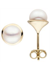 Jobo Damen Paar Ohrstecker, Silber 925 (Sterlingsilber)-Perlen, gold, Silber 925 (Sterlingsilber), Perlen, Ohrringe, 925 Silber vergoldet mit