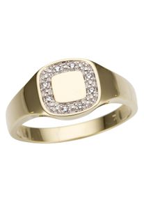 Firetti Damen Goldring "Schmuck Geschenk Gold 333 Siegelring, teilw. rhodiniert, massiv", 16, 0,03 ct P2 = erkennbare Einschlüsse, Gelbgold