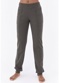 H.I.S. H.I.S Damen Relaxhose, Gr. 32, grau, angeraute Sweatware, Obermaterial: 60% Baumwolle, 40% Polyester, meliert, casual, Hosen, mit Piping vorn,