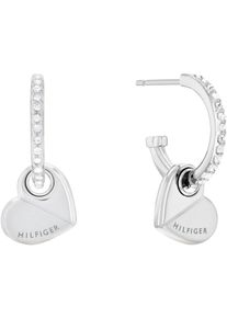 Tommy Hilfiger Damen Paar Ohrstecker "SS24 LOVE, Herz, 2780882", Edelstahl, silber, Edelstahl, Ohrringe, mit Glasstein