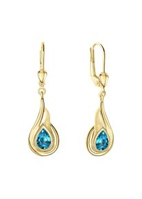 Vivance Damen Paar Ohrhänger "375/- Gelbgold glanz Blautopas", ONE-SIZE, Gold, gelb, Gold, Ohrringe