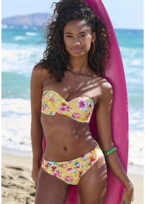 Sunseeker Damen Bikini-Hose "Mila", gelb, Gr. 36, floral, Microfaser, Polyamid, Microfaser, Badehosen, im floralen Design