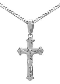 Firetti Damen Kette mit Anhänger "Schmuck Geschenk Silber 925 Halsschmuck Halskette Panzerkette Kreuz", Silber 925 (Sterlingsilber), L: 50cm, silber,