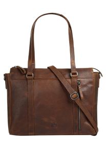 Bodenschatz Damen Shopper, braun, Leder, unifarben, leicht glänzend, Taschen, echt Leder