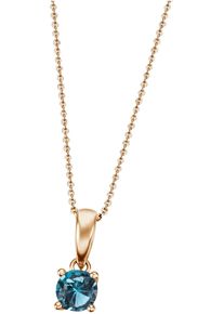 Firetti Damen Kette mit Anhänger "Schmuck Geschenk Gold 375 Gold 585 Halsschmuck Halskette Solitär", Roségold 375, L: 45cm B: 1mm, blau, Rosu00e9gold