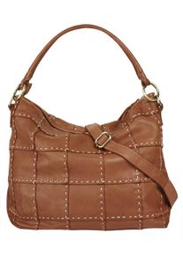 Samantha Look Damen Shopper, braun, Leder, unifarben, leicht glänzend, Taschen, echt Leder, Made in Italy