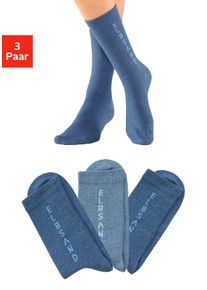 ELBSAND Damen Socken, Gr. 35, blau, Baumwolle, Polyamid, Elasthan, unifarben, Socken, mit eingestricktem Schriftzug