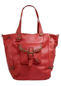 Samantha Look Damen Shopper, rot, Leder, Strukturmuster, leicht glänzend, Taschen, echt Leder, Made in Italy
