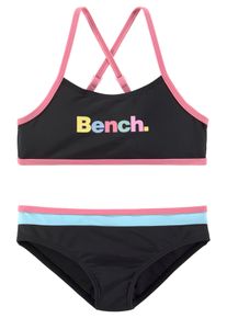 Bench. Kinder Bustier-Bikini, schwarz, Basic, Gr. 122, unifarben mit Farbeinsätzen, Polyamid, Bikini-Sets, mit bunten Details