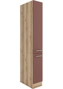 Apothekerschrank Optifit, B:30cm H:206,8cm T:60cm, rot, Spanplatte, Küche, Schränke, "Bella", Breite 30 cm, Höhe 206,8 cm, 2 Auszüge
