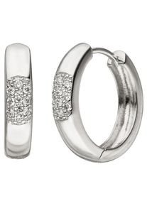 Jobo Damen Paar Creolen, Silber 925 (Sterlingsilber), silber, Silber 925 (Sterlingsilber), Ohrringe, 925 Silber mit 20 Zirkonia