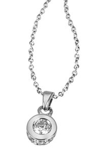 Firetti Damen Kette mit Anhänger "Schmuck Geschenk Gold 375 Halsschmuck Halskette Goldkette Ankerkette", 0,09 ct, Weißgold 375-Diamanten, L: 45cm,