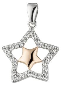 Jobo Damen Stern-Anhänger "Anhänger Stern", Silber 925 (Sterlingsilber), silber, Silber 925 (Sterlingsilber), Schmuckanhänger, 925 Silber bicolor