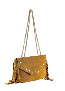 Damen Umhängetasche "Mini-Jesse", Collezione Alessandro, braun, Leder, Taschen, aus Wildleder mit Fransen