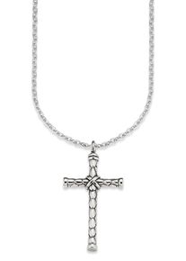 Bruno Banani Herren Kette mit Anhänger "Schmuck Geschenk Halskette Kreuz Ankerkette Silber", Edelstahl, L: 55cm, silber, Edelstahl, Halsketten