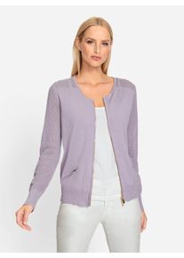 Heine Damen Cardigan, lila, Gr. 36, unifarben, 90% Baumwolle, 10% Seide, Strickjacken