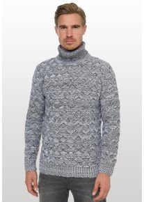 Rusty Neal Herren Strickpullover, grau, casual, Gr. S, unifarben, 70% Polyacryl, 30% Baumwolle, Pullover, mit angesagtem Karo-Design
