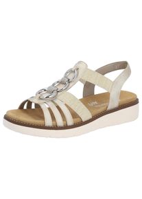 Remonte Damen Sandale, Gr. 36, beige, Lederimitat, casual, Schuhe, Sommerschuh, Sandalette, Keilabsatz, mit praktischen Gummizügen