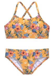 Bench. Kinder Bustier-Bikini "Maui Kids", gelb, Gr. 158, bedruckt, geblümt, Polyamid, Bikini-Sets, mit trendigem Druck