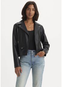 Levi's LEVI'S Damen Lederimitatjacke "LELOU SHRUNKEN MOTO BLA", schwarz, casual, Gr. S, Obermaterial: 100% Baumwolle, Jacken