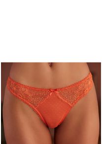 Vivance Damen String, Gr. 36, orange, Microtouch, Obermaterial: 90% Polyamid, 10% Elasthan, Unterhosen, mit seitlichen Spitzeneinsätzen in blumiger