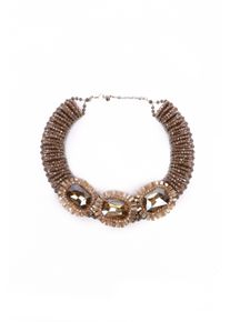 Damen Statementkette "Ragna", beige, Basic, Collezione Alessandro, Glas, Halsketten, geschliffene Glasperlen