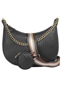 CLUTY Damen Umhängetasche, grau, Leder, unifarben, leicht glänzend, Taschen, echt Leder, Made in Italy