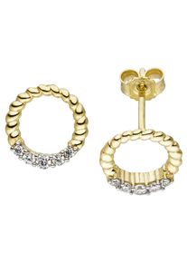 Jobo Damen Paar Ohrstecker, Gelbgold 333, gold, Gelbgold 333, Ohrringe, 333 Gold mit 10 Zirkonia
