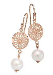 Firetti Damen Paar Ohrhänger "Schmuck Geschenk Ohrschmuck Ohrhaken Sonne Blume Perle", Silber 925 (Sterlingsilber)-Perlen, rosa, Silber 925