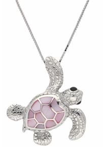 Firetti Damen Kette mit Anhänger "Schmuck Geschenk Silber 925 Halsschmuck Halskette Schildkröte", Silber 925 (Sterlingsilber), L: 45cm B: 1mm, rosa,
