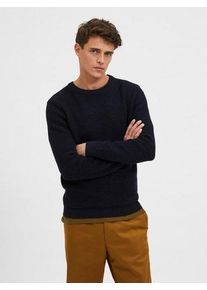 Selected Homme Herren Rundhalspullover "SLHVINCE LS KNIT BUBBLE CREW NECK NOOS", grau, modisch, Gr. S, unifarben, Strick, Obermaterial: 100%