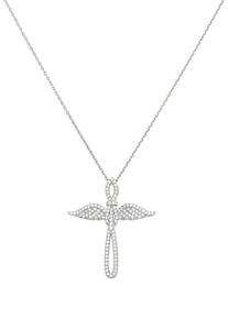 Firetti Damen Kette mit Anhänger "Schmuck Geschenk Silber 925 Halsschmuck Halskette Ankerkette Kreuz", Silber 925 (Sterlingsilber), L: 45cm, silber,