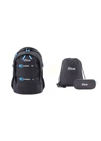 2be Kinder Schulrucksack "Black", schwarz, Kunstfaser, casual, Rucksäcke, mit Turnbeutel und Federmäppchen