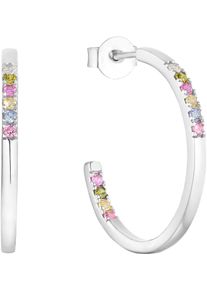 s.Oliver Damen Paar Creolen "Regenbogen-Optik, 2037840", Silber 925 (Sterlingsilber), silber, Silber 925 (Sterlingsilber), Ohrringe, mit Zirkonia