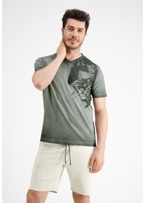 Lerros Herren V-Shirt "Lerros V-Neck T-Shirt mit floralem Print", grün, Gr. S, 100% Baumwolle, Shirts