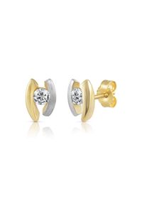 Vivance Damen Paar Ohrstecker "333 Gold zweifarbig Zirkonia weiß", ONE-SIZE, Gold, bunt, Gold, Ohrringe
