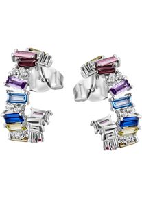 Firetti Damen Paar Creolen "Schmuck Geschenk Silber 925 Ohrschmuck Ohrringe Regenbogen", Silber 925 (Sterlingsilber), bunt, Silber 925