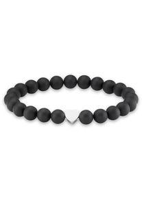 Firetti Armband "Schmuck Geschenk Herz Element, Steinarmband, Partnerarmband", Edelstahl, schwarz, Edelstahl, Polyester, Armbänder, Made in Germany -