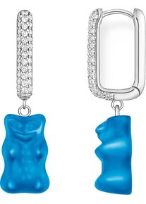 Thomas Sabo Damen Single-Creole "Thomas Sabo x HARIBO Schmuck: Große Einzel-Creole mit Goldbär", Silber 925 (Sterlingsilber), blau, Silber 925